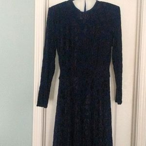 Vintage Navy Lace Floor Length Dress